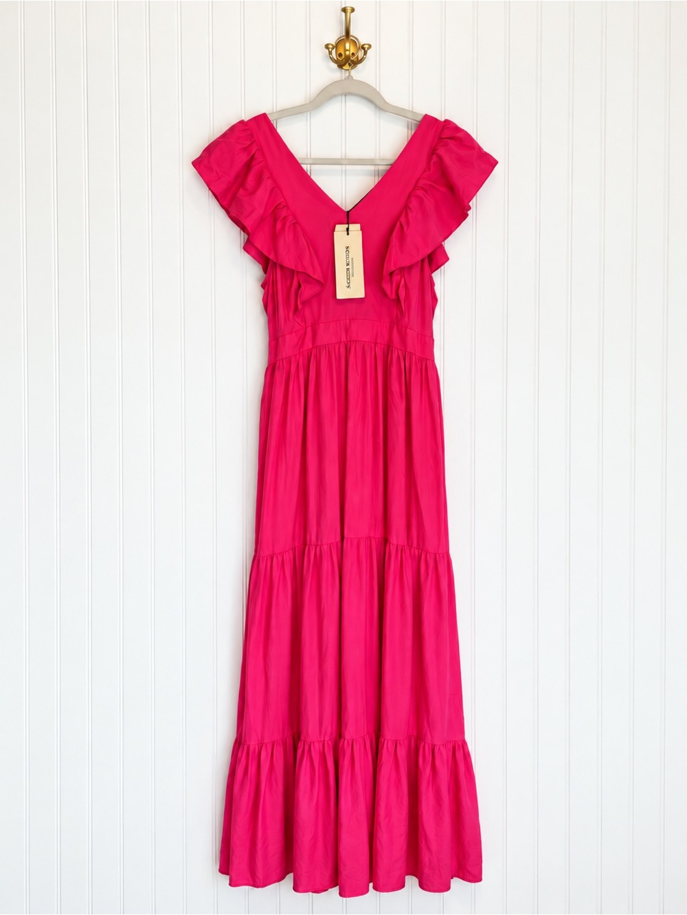 Scotch & Soda NWT Pink Ruffle Open Back Maxi Dress Size M $248